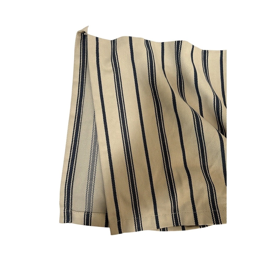 Pottery Barn Navy Blue Tan Stripe Cotton Twin Bedskirt Set 16" Drop Timeless - Picture 7 of 7